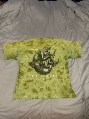 Rana Tropic Brand Green Tie-Dye Iguana Graphic Tee
